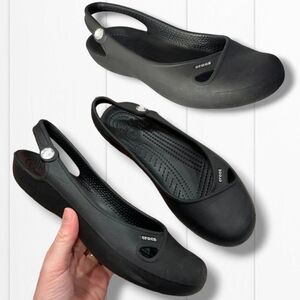 CROCS Women's Olivia Black Jeweled Slingback Croslite Flat Sandals